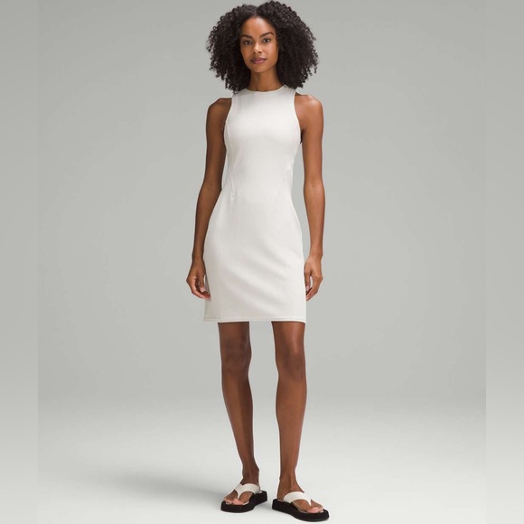 Lululemon Ribbed Softstreme Slim-Fit Tank Dress Bone - Picture 1 of 11